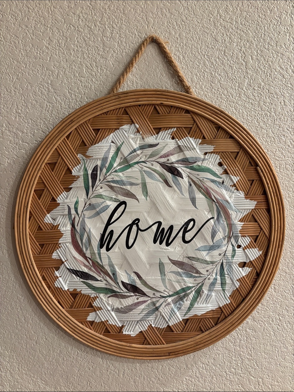 Home Wreath Wall Decor - Neutral Green & Brown
